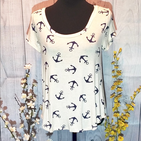 Annabelle Tops - Annabelle Anchor Print Tee.     057